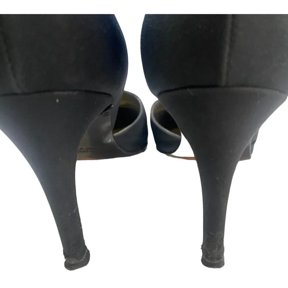 YVES SAINT LAURENT Women Pumps Size 7 Black D'orsay Pointy Toe Heels Career Work - Picture 13 of 16